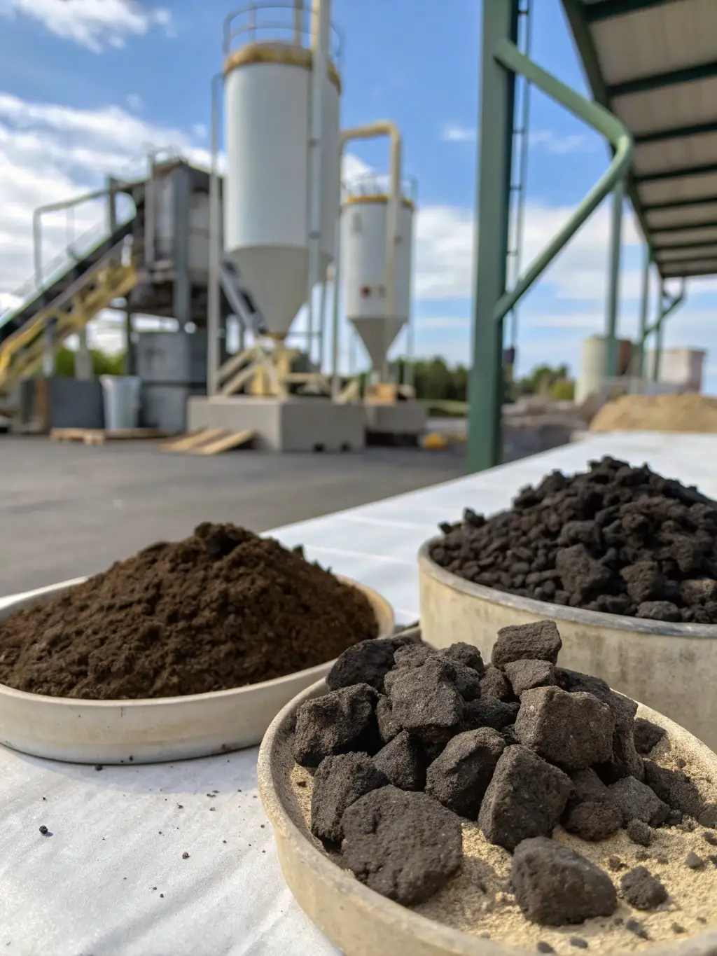 A visual representation of Biotoc's biochar production process, showcasing the transformation of biomass into high-quality biochar. The image should highlight the biochar's porous structure and its potential applications.